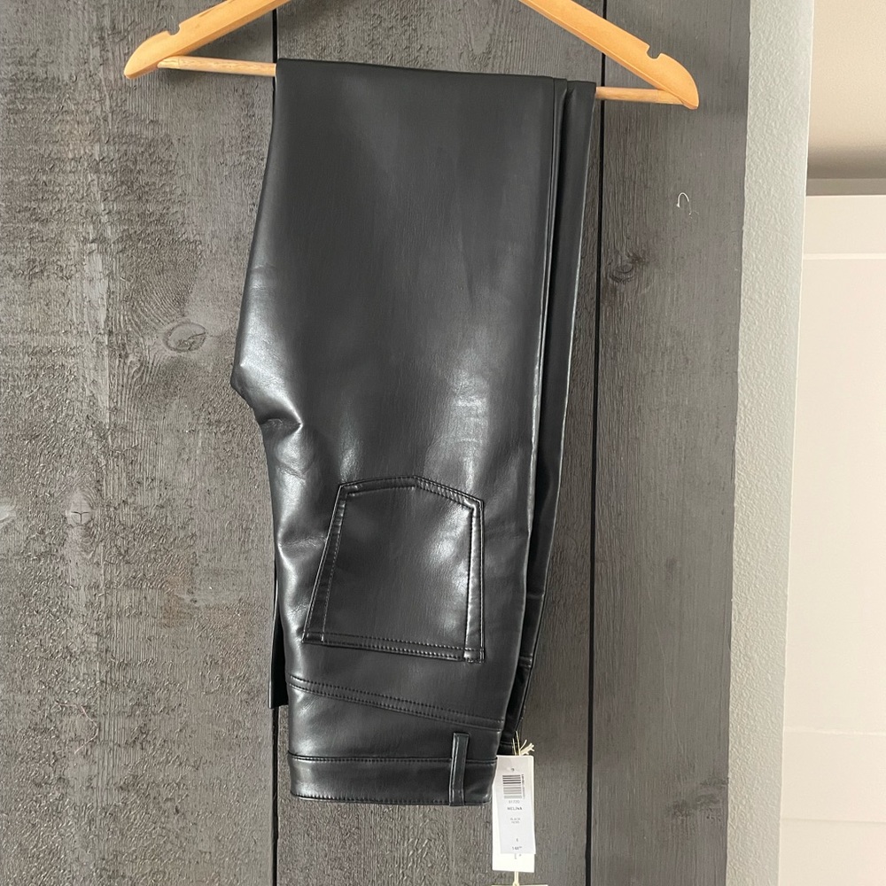 Aritzia- Wilfred Melina Black Leather Pants NWT Size 6 - Picture 2 of 4